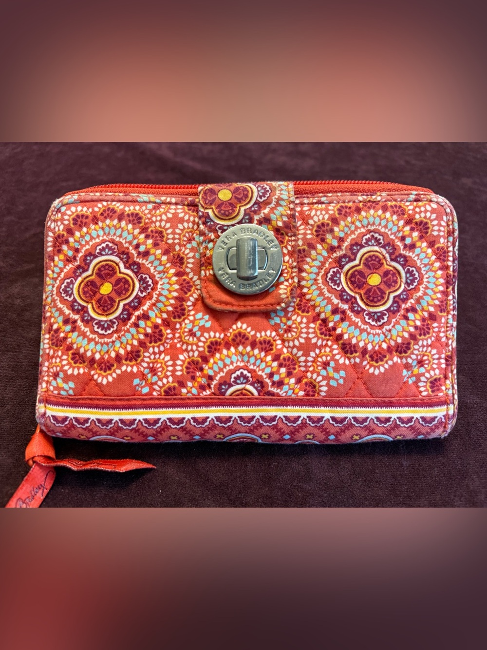Vera Bradley Quilted Turn Lock Wallet in Paprika